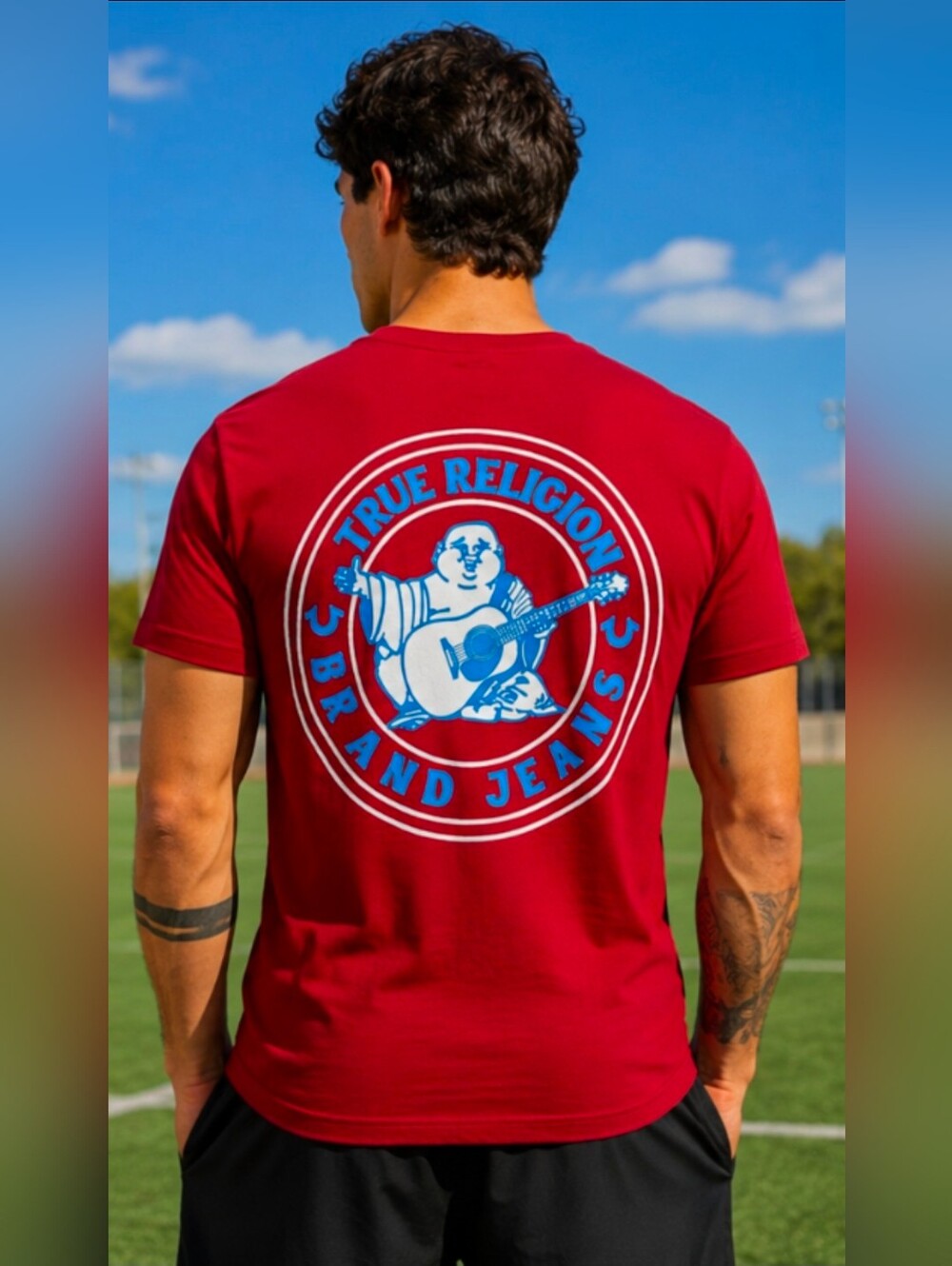 NWT  True Religion Men's Buddha Logo Tee Red Dahlia-Burgundy T Shirt Medium